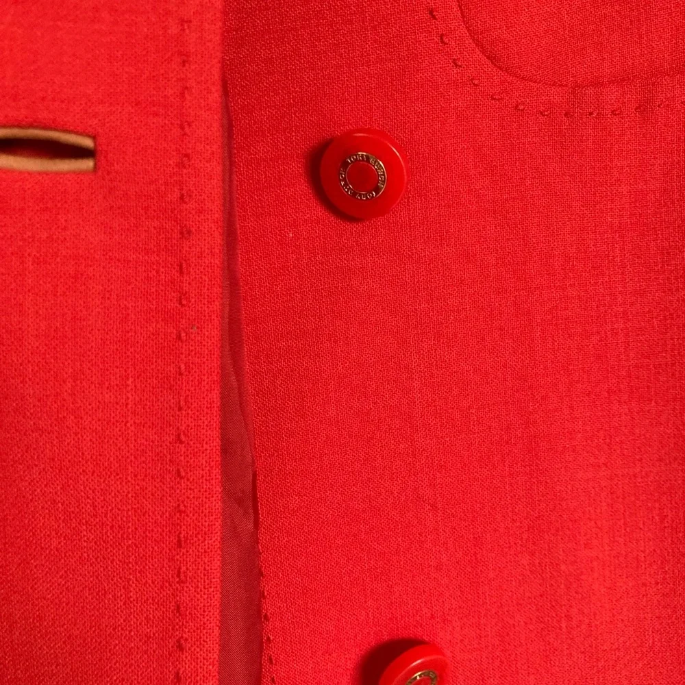 Tory Burch vintage Vibrant chic timeless bold Red Trench Coat - Picture 4 of 12
